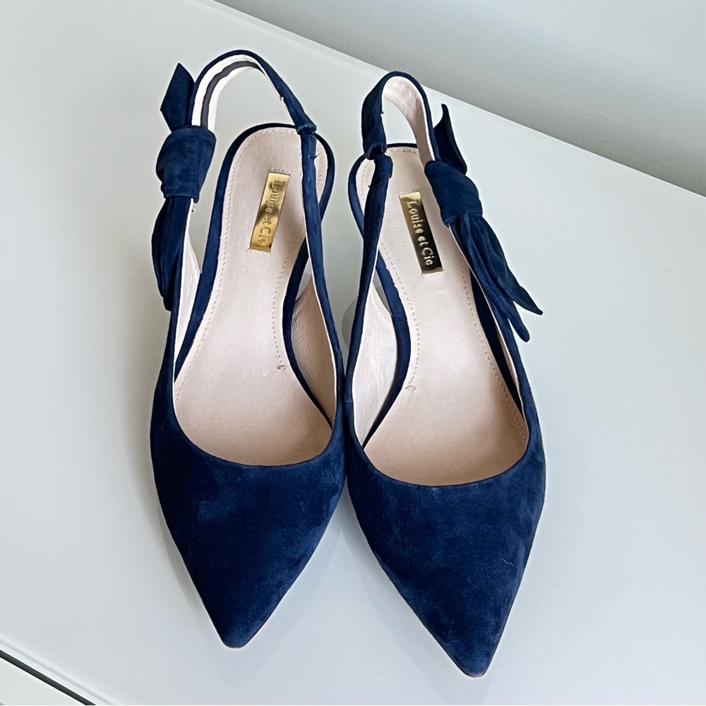 Louise et Cie Navy Suede Slingback Size 8.5 - Picture 5 of 13